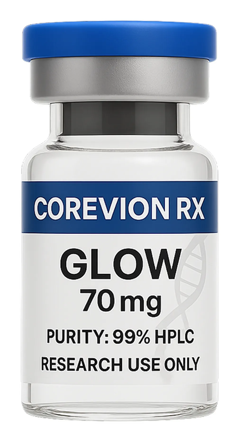 COREVION RX GLOW 70mg research vial with 99% HPLC purity, GLOW 70mg Peptide